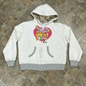 Vintage Disney Chip and Dale Nuts About You Chipmunks Hoodie Sweatshirt Zip up